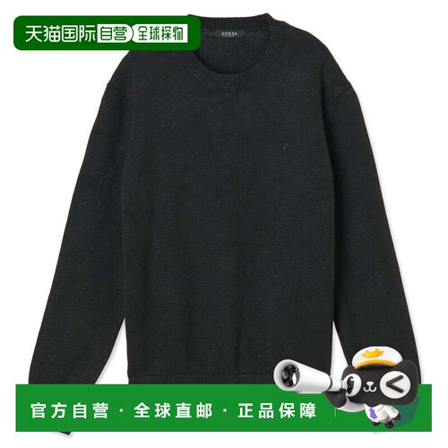 日本直邮GUESS UNI长袖银色套头毛衣 黑色