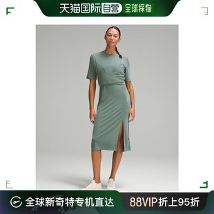 Wrap 日潮跑腿lululemon露露乐蒙 Front 女士裹身款 罗纹中长连衣