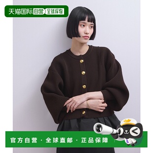 1h可退 日本直邮Adam et Rope' 女装 黑色仿皮质感宽松半开襟针织