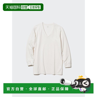 日潮跑腿UNIQLO优衣库 heattech 棉质 V 领 T/9/4 袖子 472925
