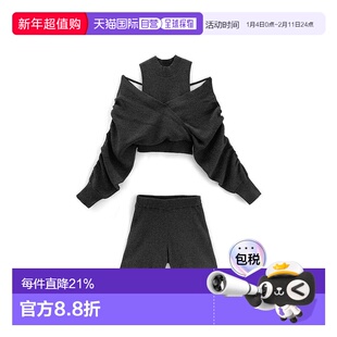 日本直邮日潮 GRL褶皱裹胸上衣×短裤针织套装ru1161露肩蝴蝶结