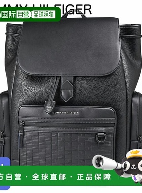 日本直邮TOMMY HILFIGER 2026春夏男士MODERN FLAG黑色双肩包（AM