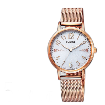 日本直邮 CITIZEN 网状腰带 玫瑰金施华洛世奇太阳能手表 女士