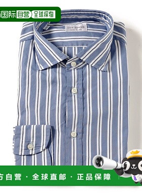 1h可退 日本直邮GUY ROVER 男士蓝色条纹宽领衬衫 24110590531