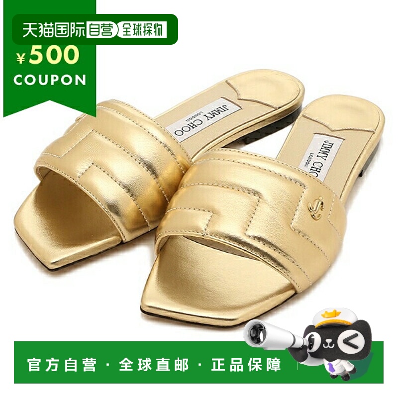 日本直邮Jimmy Choo 凉鞋穆勒平底鞋鞋金色女士 THEMIS FLAT RBA