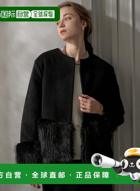 1h可退 日本直邮Re:EDIT 女装 异材质拼接仿毛领无领外套 140002