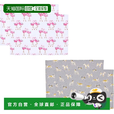 【日本直邮】CCS LAURA ASHLEY 餐垫4枚套 Flamingo & DOGS NU801