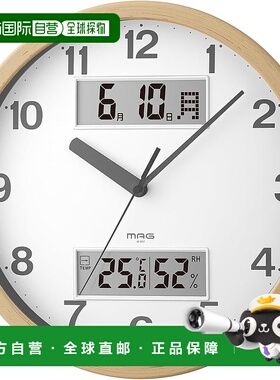 【日本直邮】MAG（饰品）壁挂钟29cm 温度/湿度/原木色W-807 N-Z