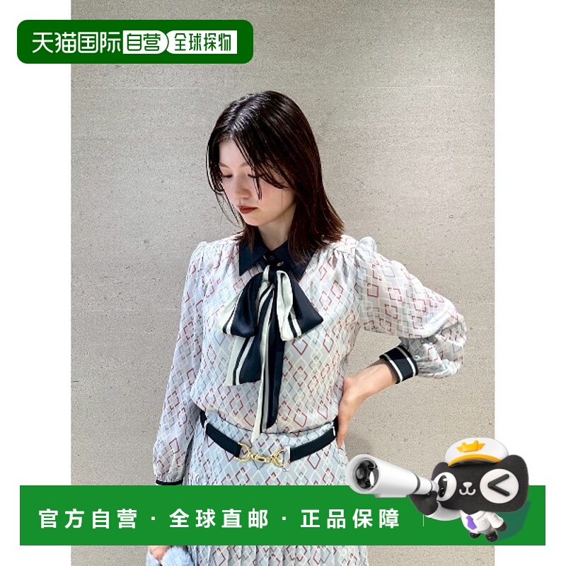1h可退 日本直邮Lily Brown 女装 经典图案 蝴蝶结衬衫 两色可选