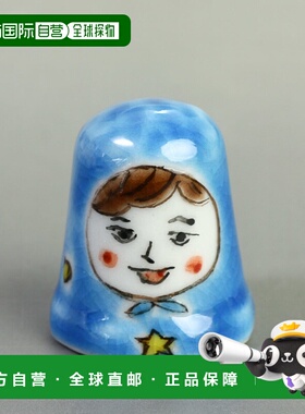 日本直邮九谷烧顶针 74 俄罗斯套娃 蓝色 / 河合高友雕像顶针 幸