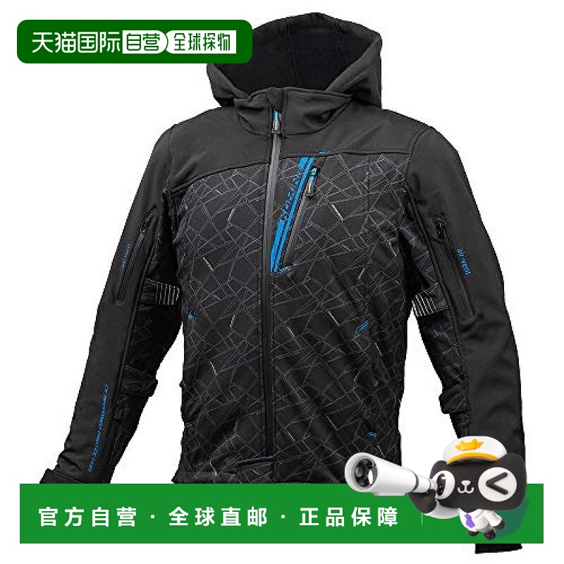 【日本直邮】KOMINE摩托车夹克衫外套冬季黑色花纹拼接连帽高领拉