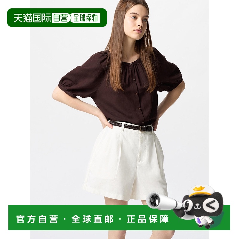 日本直邮UNIQLO优衣库 简约舒适百搭高腰宽松休闲短裤 女款 乳白