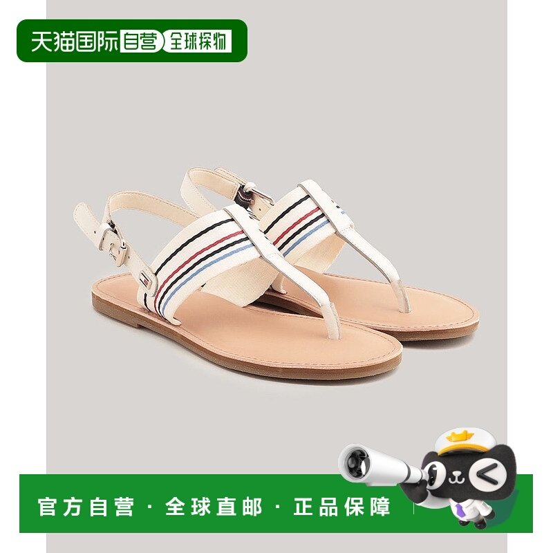 日本直邮TOMMY HILFIGER 条纹平底凉鞋 [TO3203BW10560]