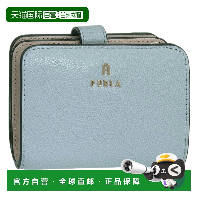 日本直邮FURLA 女士钱包 双折钱包 皮革 蓝色 x 米色 FURLA CAMEL