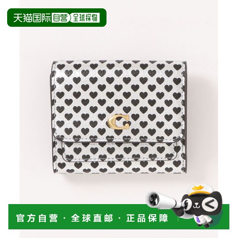 日本直邮COACH 蔻驰 女士 小巧翻盖钱包 爱心印花 CDZ84 B4YTL