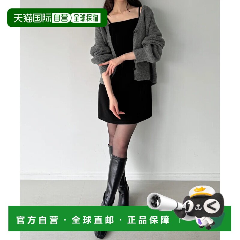 日本直邮junoah JUNOA 针织开衫加迷你连衣裙套装 炭灰色