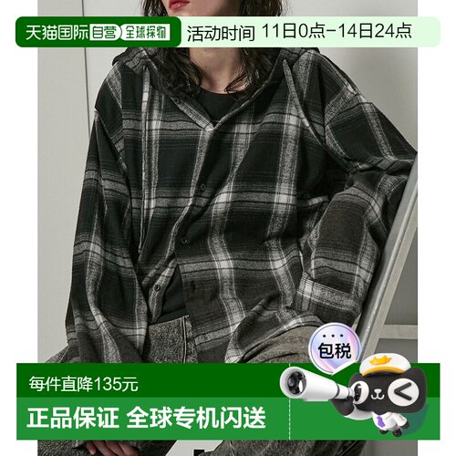 日本直邮Alfred Alex 男女同款 渐变格纹连帽衬衫 AAsh1663