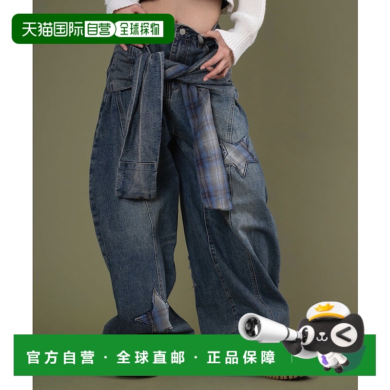 1h可退 日本直邮dispark女装宽松Y2K风假袖桶型牛仔裤 DI25AW11L0