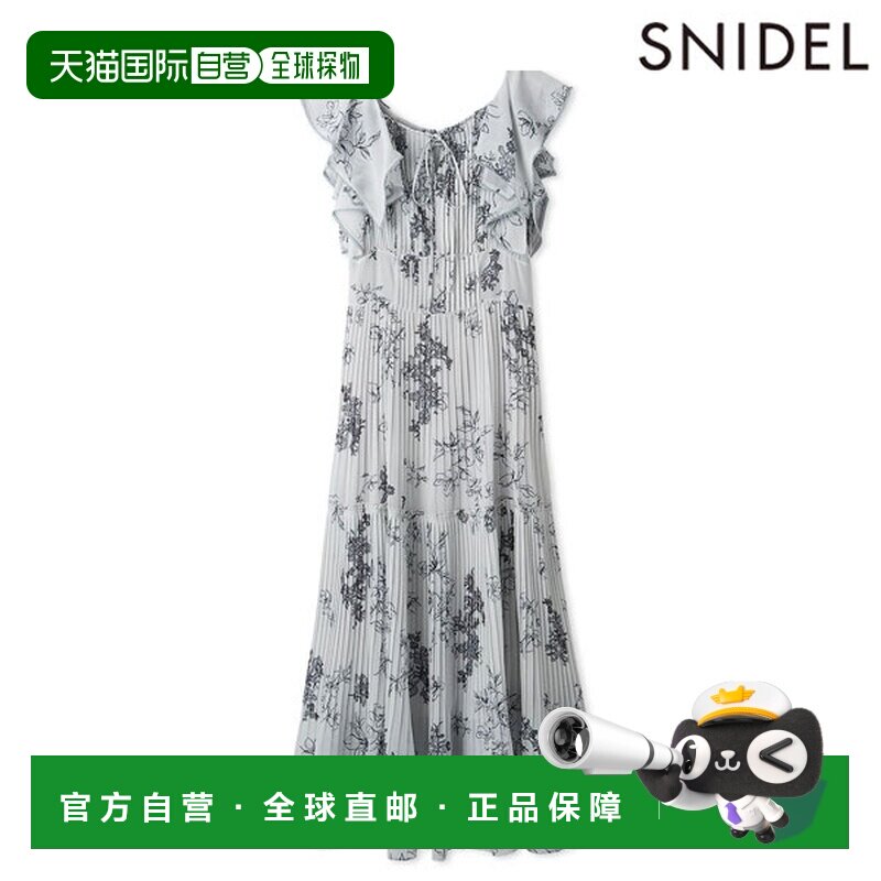 日本直邮SNIDEL 26春夏 无袖长款百褶印花连衣裙 swfo262029