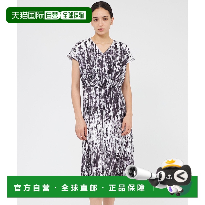 1h可退 日本直邮EPOCA 女士V领抽象印花连衣裙 M5J29563__新款
