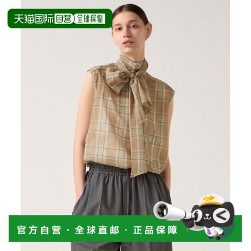 日本直邮martinique 女装 透视感宽领结衬衫 A0363FB253