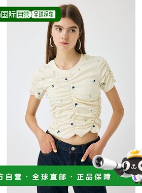 日本直邮MOUSSY FLORAL RANDOM 褶皱T恤 [MO1164EW036462]上衣