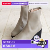 日本直邮First Contact 女士短靴侧拉链设计方便穿着7厘米厚坡跟F