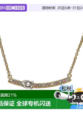 日本直邮 COACH蔻驰女士经典LOGOC字彩色玫瑰金水晶项链礼物CL141