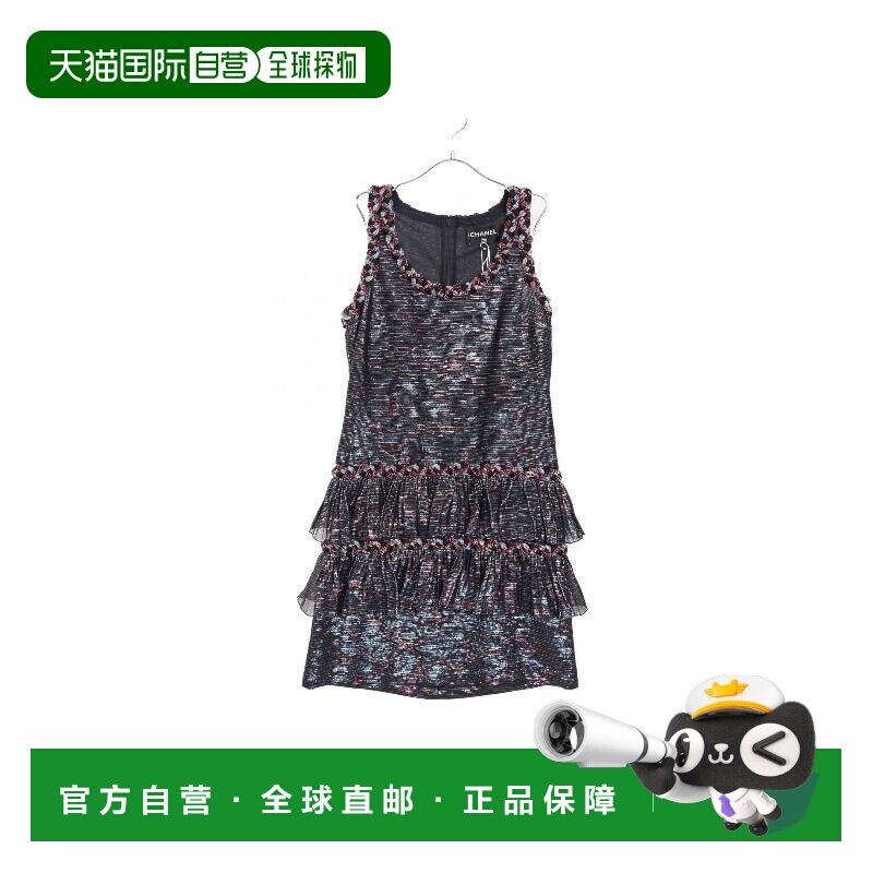 日本直邮中古Chanel香奈儿女A级95新one piece连衣裙丝绸上衣黑色