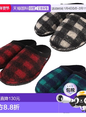 日本直邮 HAFLINGER 格子房鞋拖鞋室内保暖休闲羊毛 HAFLINGER HL