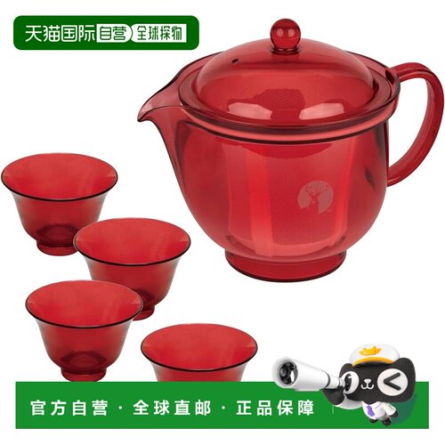 【日本直邮】CAPTAIN STAG 480ml防摔日制茶具套装 透明红