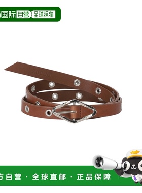 1h可退 日本直邮zucca 男装 牛皮窄版金属孔眼设计皮带 ZU61AH252