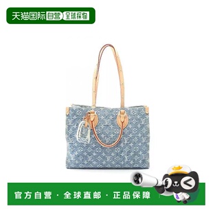 MM牛仔布托特包蓝 日本直邮中古LV路易威登女包A级95新On the