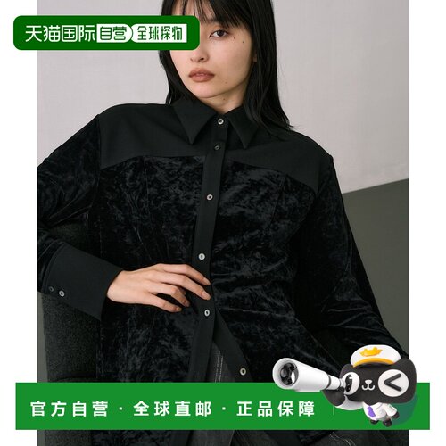 1h可退 日本直邮UNITED TOKYO 女装 宽松版型丝绒拼接衬衫 半透明
