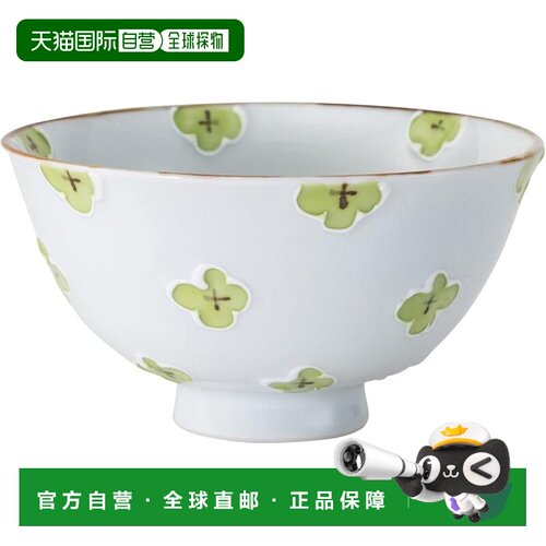【日本直邮】有田烧茶碗 直径约13cm 山茱萸木 绿色 25407瓷器