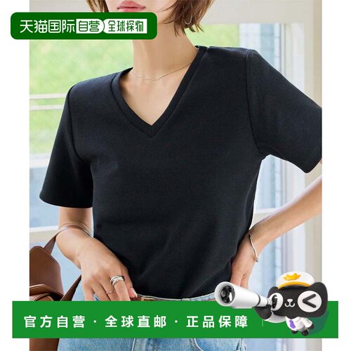 日本直邮KOBE LETTUCE 深V领细罗纹短袖T恤 可选尺码M L XL C7867