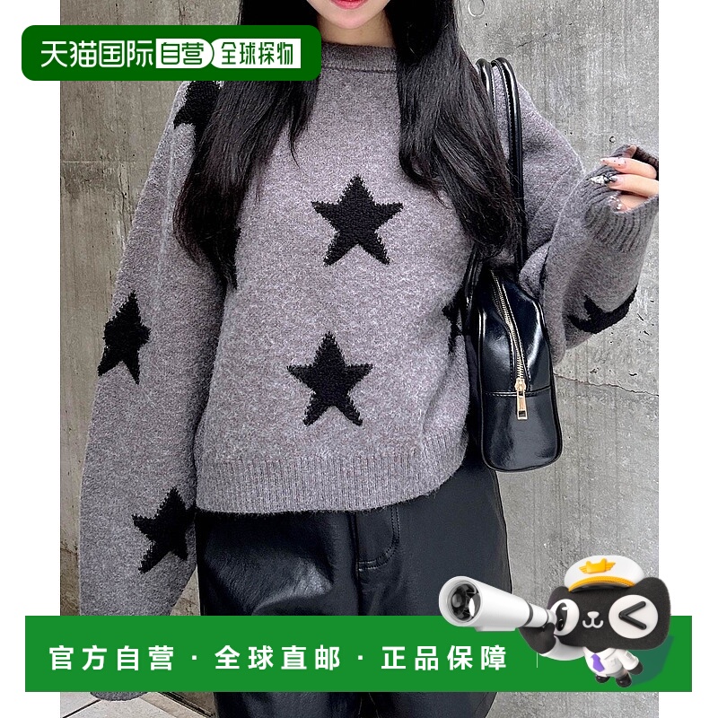 1h可退 日本直邮INGNI女士宽松星形提花针织上衣半高领设计 12549