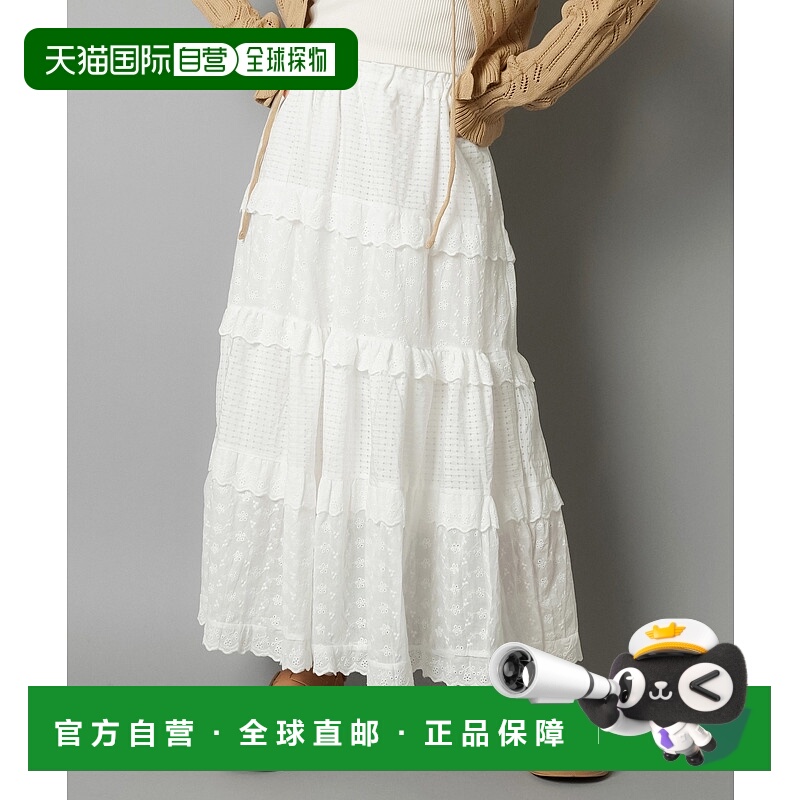 1h可退 日本直邮SPINNS 女士混搭蕾丝拼接长裙  250304B35半身裙