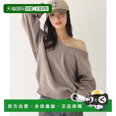 1h可退 日本直邮Heather 女装 V领宽松针织衫 闪亮莫尔线材质 599