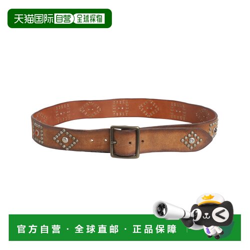 日本直邮Double RL 男士 做旧铆钉牛皮腰带 MARRBLT0F320019