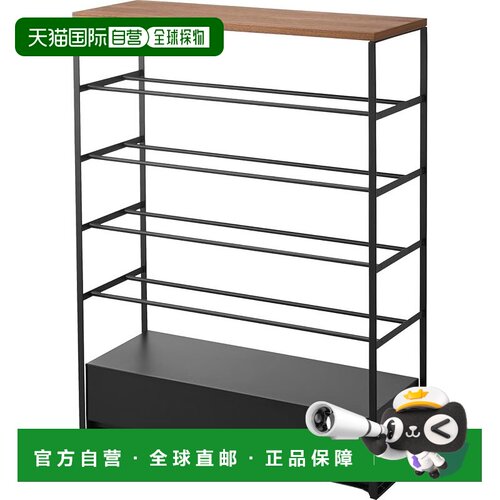 【日本直邮】Yamazaki Tower 5层鞋架 带顶盖和抽屉 黑色（型号10