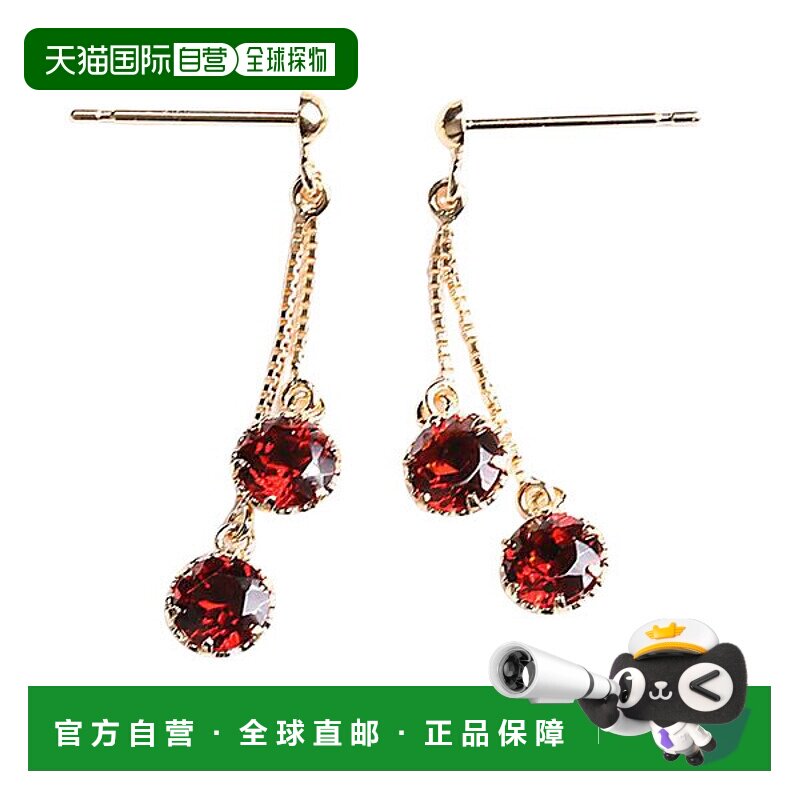 日本直邮(pe247098) 耳环 18k 黄金石榴石 4 毫米双耳吊坠耳环 女
