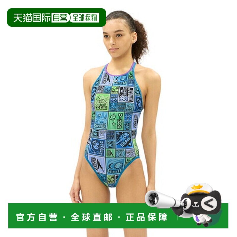 日本直邮SPEEDO（女士）竞泳泳衣 女士 游泳 卡比 圆点印花 交叉