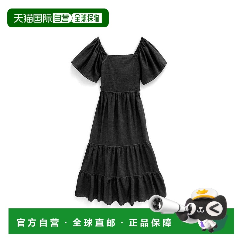 日本直邮日潮 GRL 背开设计蝴蝶结层叠牛仔连衣裙 sd019少女优雅