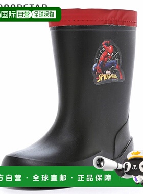 日本直邮Moonstar Marvel Romp C68 青少年雨靴黑色以美国漫画英
