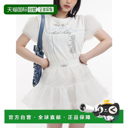 1h可退 日本直邮jouetie 女装 蕾丝拼接短袖T恤 泡泡袖设计 08254