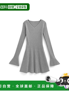 日本直邮日潮 GRL V领喇叭袖罗纹针织迷你连衣裙 ac2503