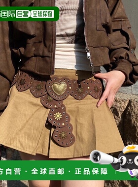 1h可退 日本直邮UP START 女士心形铆钉装饰皮带 LP0474新款