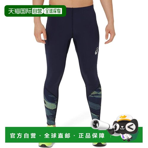 【日本直邮】亚瑟士 运动印花紧身长裤 2091A718 400(午夜蓝/安全