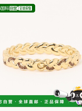 1h可退 日本直邮COACH 蔻驰 女士编织设计C字扣手环 立体造型水晶